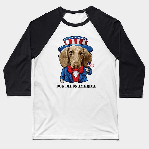 Dachshund Dog Bless America Baseball T-Shirt by whyitsme